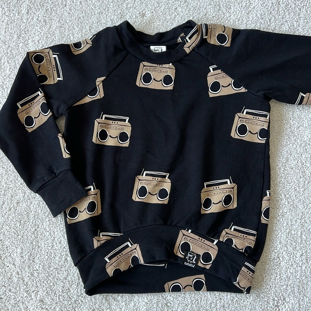 Kukukid Boom box Sweatsuit Set - black/tan - size 3-4 year/ 98-104 cm